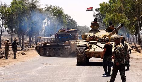 Binh sĩ Chính phủ Syria làm chủ nhiều khu vực ở Aleppo. Ảnh: BUTERLIN. Binh sĩ Chính phủ Syria làm chủ nhiều khu vực ở Aleppo. Ảnh: BUTERLIN.