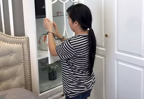 Đối tượng thực hiện lại hành vi trộm cắp tại một chung cư cao cấp trên địa bàn quận Hoàng Mai.