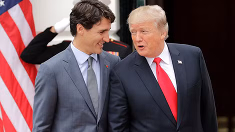 Tổng thống Mỹ Donald Trump và Thủ tướng Canada Justin Trudeau. Ảnh: rte.ie.
