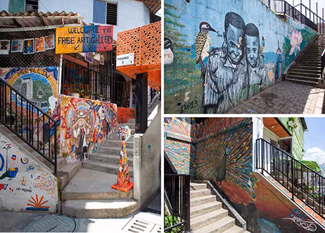 Hội họa đa sắc ở Comuna 13, một trong những nơi từng khét tiếng nguy hiểm ở Colombia. Ảnh: Sergio Gomez.