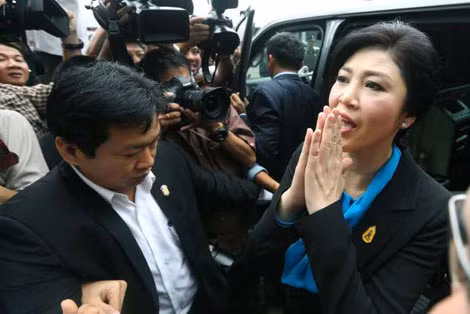 Sáng 31/8, cựu Thủ tướng Yingluck Shinawatra đã có mặt tại tòa. (ảnh: EPA)