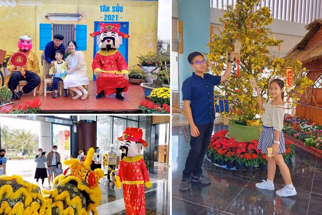 Du khách háo hức check-in lưu lại kỷ niệm du xuân 2021.