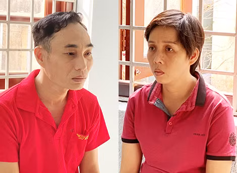 Đối tượng Phương và Trang tại cơ quan điều tra. Đối tượng Phương và Trang tại cơ quan điều tra.