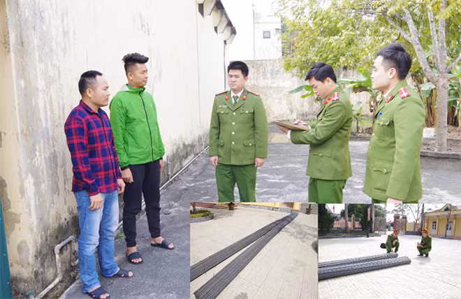 Cơ quan Công an lấy lời khai đối tượng Tuấn, Tuyên và thu giữ tang vật vụ án.
