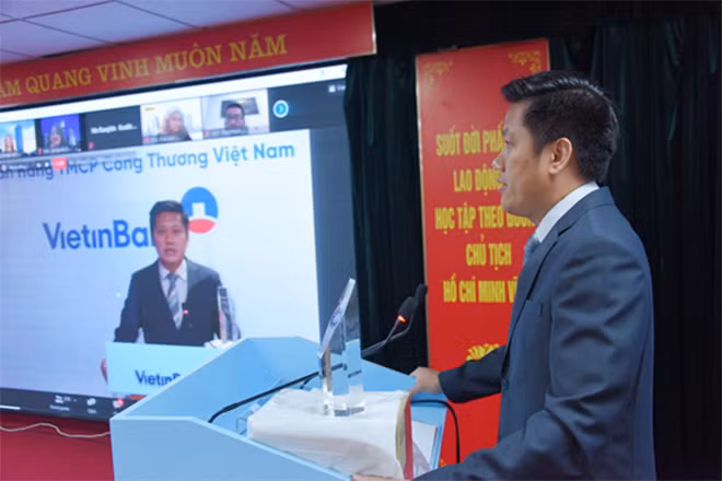 Ông Lê Duy Hải – Giám đốc Khối KHDN VietinBank phát biểu tại buổi Lễ.