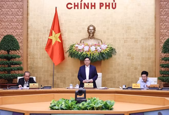 Thủ tướng Phạm Minh Chính phát biểu kết luận phiên họp. Ảnh: TTXVN.