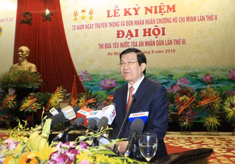 Chủ tịch nước Trương Tấn Sang phát biểu tại buổi lễ.