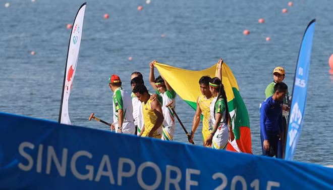 Đây là chiếc HC Vàng đầu tiên của đoàn Myanmar ở SEA Games trên đất Singapore lần này.