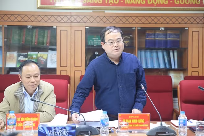 Đồng chí Quản Minh Cường, Phó Trưởng ban Tổ chức Trung ương phát biểu tại buổi làm việc