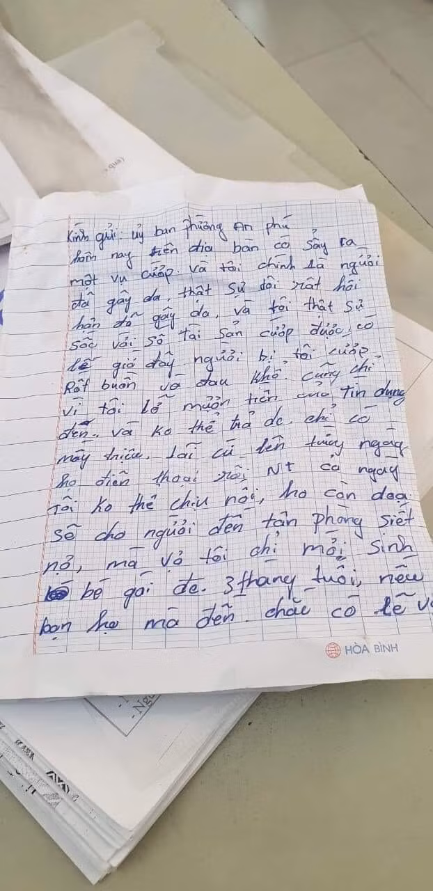 Lá thư dài hơn 3 trang giấy của kẻ cướp