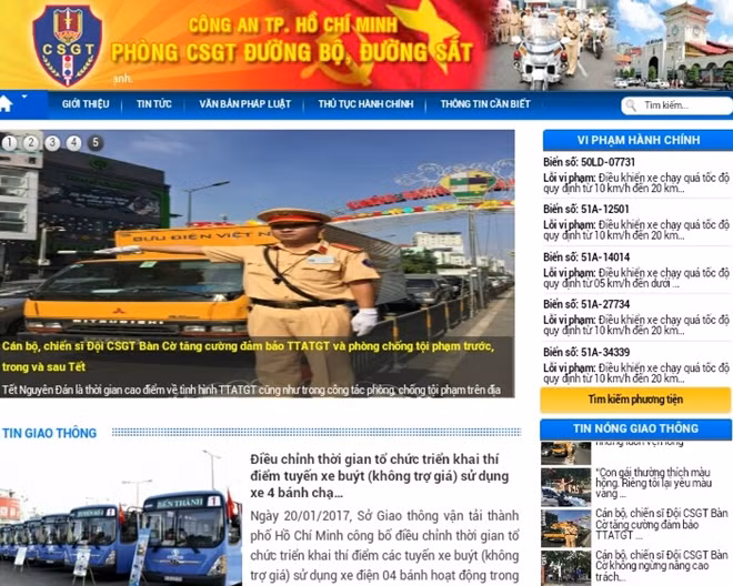 Giao diện trang thông tin điện tử của Phòng PC67, Công an TP Hồ Chí Minh