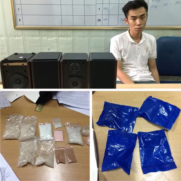 Đối tượng Thành và tang vật vụ án.