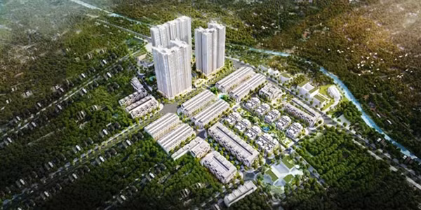 Vinhomes Gardenia có quy mô 17,6 hecta được quy hoạch đối xứng qua trục đường Hàm Nghi, hướng ra sông Nhuệ và Đại lộ Thăng Long.