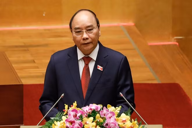 Chủ tịch nước Nguyễn Xuân Phúc phát biểu nhậm chức sau khi tuyên thệ.