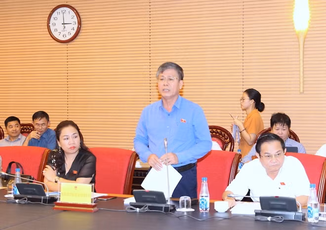 ĐBQH Đỗ Văn Bình thảo luận tại phiên họp.