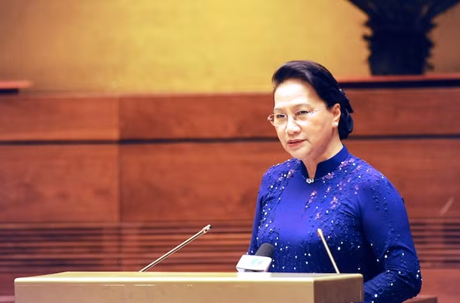 Chủ tịch Quốc hội phát biểu tại buổi gặp mặt.