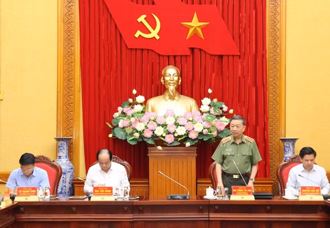 Bộ trưởng Tô Lâm phát biểu tại buổi làm việc.