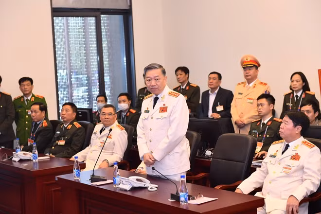 Bộ trưởng Tô Lâm phát biểu tại buổi kiểm tra.