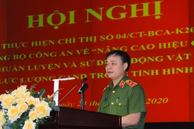 Trung tướng Phạm Quốc Cương phát biểu chỉ đạo tại hội nghị.
