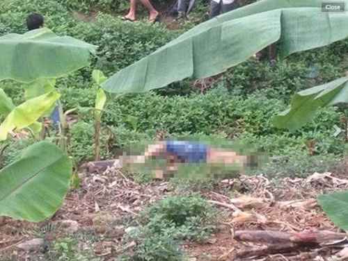 Thi thể nạn nhân được nhân dân và Công an xã Yên Sơn (huyện Quốc Oai, Hà Nội) phát hiện