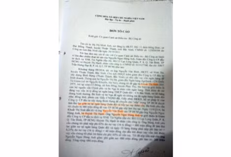 Đơn tố cáo của một bị hại.