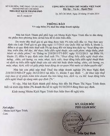Thông báo nộp thêm thuế.