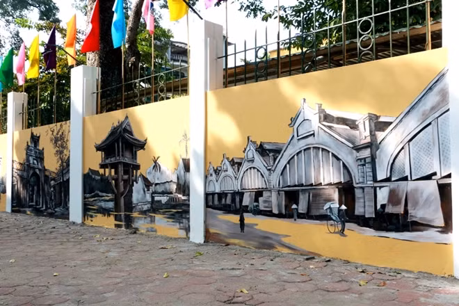 Những hình ảnh Hà Nội xưa quen thuộc được các họa sĩ tái hiện sinh động, đẹp nên thơ.
