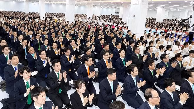 Đại hội thường niên của giáo phái Shincheonji diễn ra tại Gwacheon, Hàn Quốc, vào tháng 1 vừa qua. Ảnh: CNN