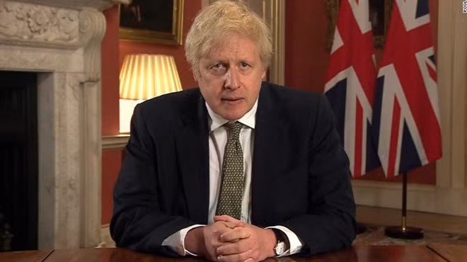 Thủ tướng Anh Boris Johnson gửi thông điệp tới người dân. Ảnh: Reuters