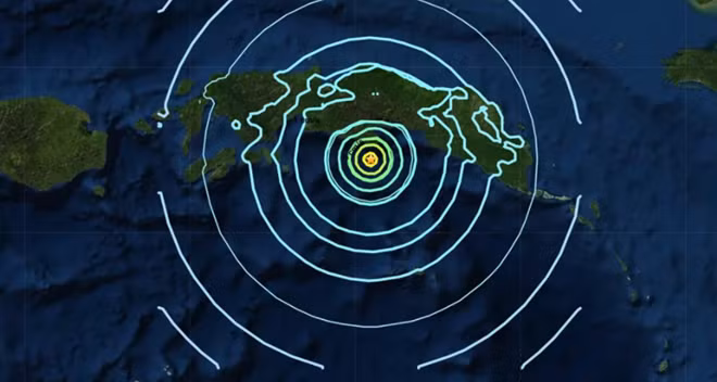 Trận động đất 6,1 độ Richter đã làm rung chuyển các khu vực phía đông của Indonesia, kéo theo cảnh báo sóng thần. Nguồn: USGS
