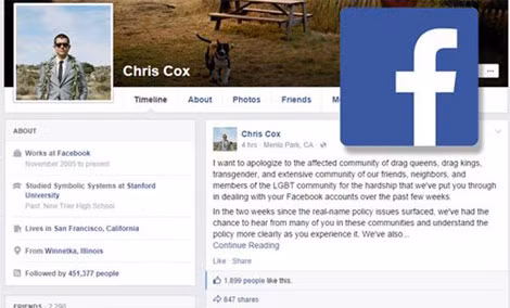 Lời xin lỗi của Chris Cox trên Facebook.