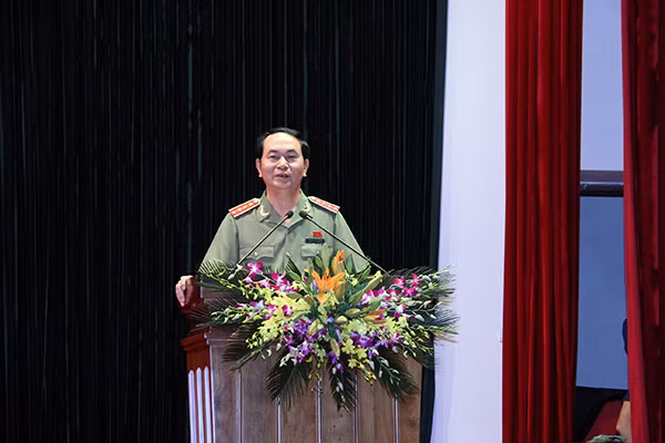 Đại tướng Trần Đại Quang, Ủy viên Bộ Chính trị, Bộ trưởng Bộ Công an phát biểu tại buổi gặp mặt.