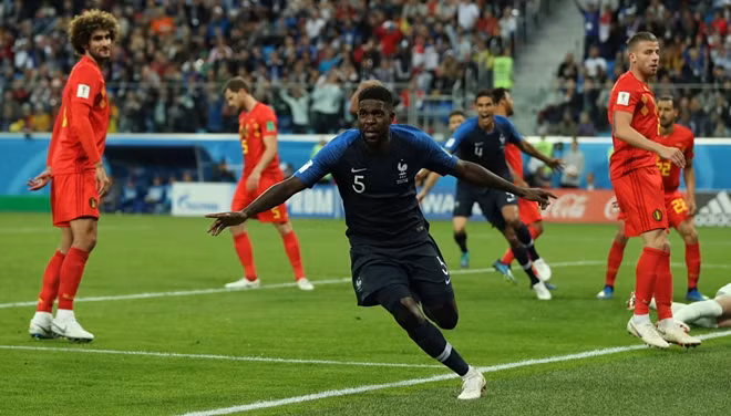 Samuel Umtiti ghi bàn thắng quý giá duy nhất của trận đấu.