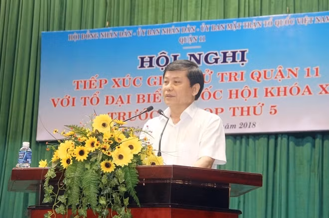 Viện trưởng VKSND tối cao Lê Minh Trí phát biểu trước cử tri Quận 11 TP Hồ Chí Minh