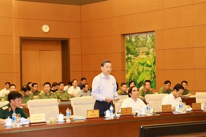 Bộ trưởng Tô Lâm phát biểu tại phiên họp.