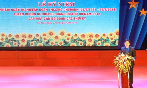 Ông Nguyễn Văn Thắng- Bí thư thành Đoàn Hà Nội phát biểu khai mạc