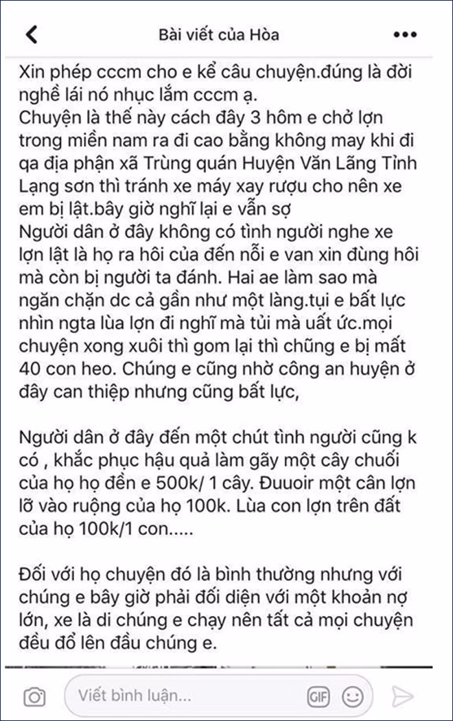 Thông tin đăng tải trên mạng xã hội (nguồn FB) Thông tin đăng tải trên mạng xã hội (nguồn FB)