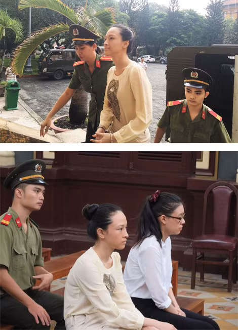 Hoa hậu Phương Nga trong lần ra tòa đầu tiên.