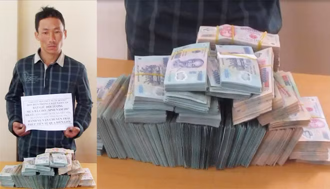 Đối tượng Mùa Bá Chò cùng tang vật bị bắt giữ.