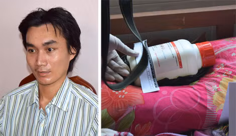 Đối tượng Nghĩa và độc chất được thu giữ trong phòng ngủ.