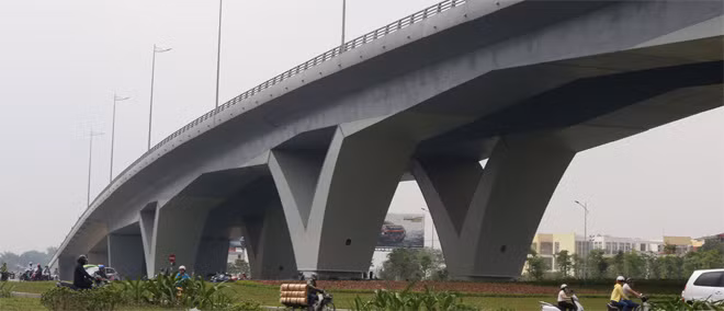 Cầu vượt có 16 nhịp, bao gồm một cầu chính và hệ thống cầu dẫn với kết cấu dầm hộp bê tông cốt thép. Đây là cầu vượt thép lớn nhất Việt Nam.
