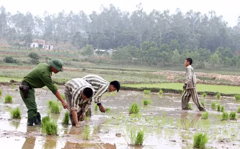 Cảm hóa, giáo dục phạm nhân trong giờ lao động.