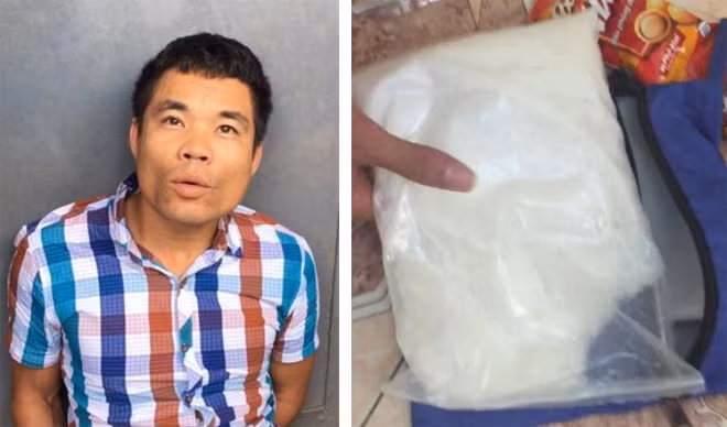 Nguyễn Văn Hùng cùng tang vật vụ án