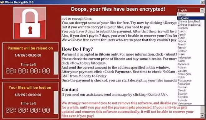 Cửa sổ hiện ra yêu cầu nạn nhân trả tiền chuộc dữ liệu bằng bitcoin. Cửa sổ hiện ra yêu cầu nạn nhân trả tiền chuộc dữ liệu bằng bitcoin.