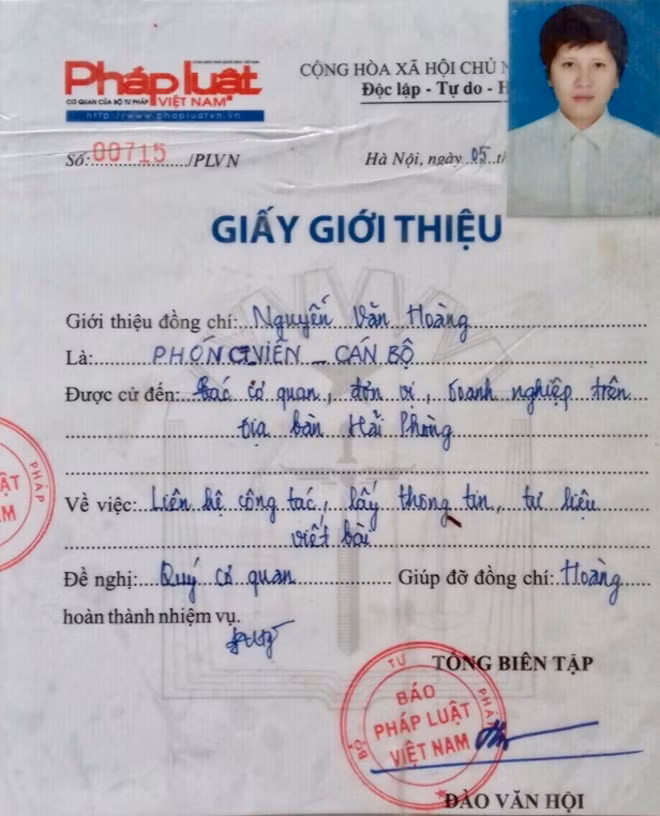 Giấy giới thiệu số 00715/PLVN không còn giá trị.