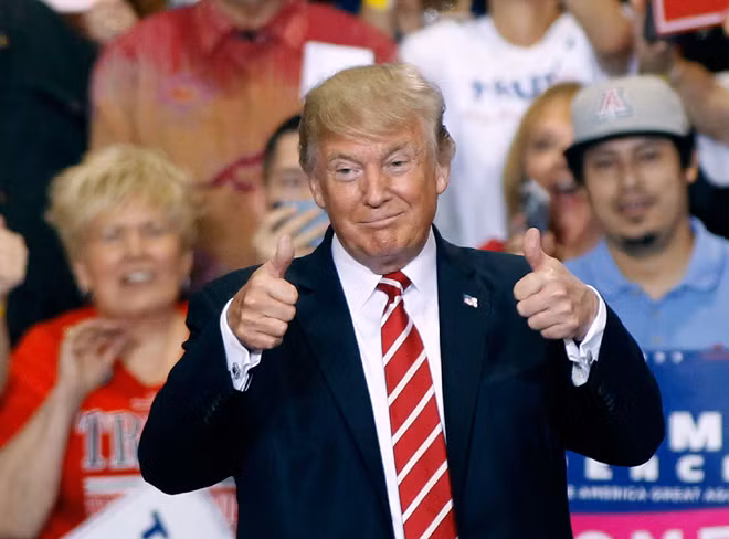 Tổng thống Mỹ Donald Trump trong chiến dịch tranh cử năm 2016. Ảnh Getty.