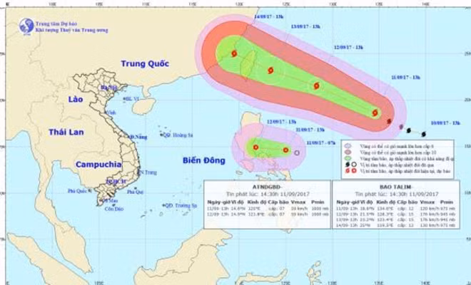 Đường đi của bão TALIM và áp thấp nhiệt đới.