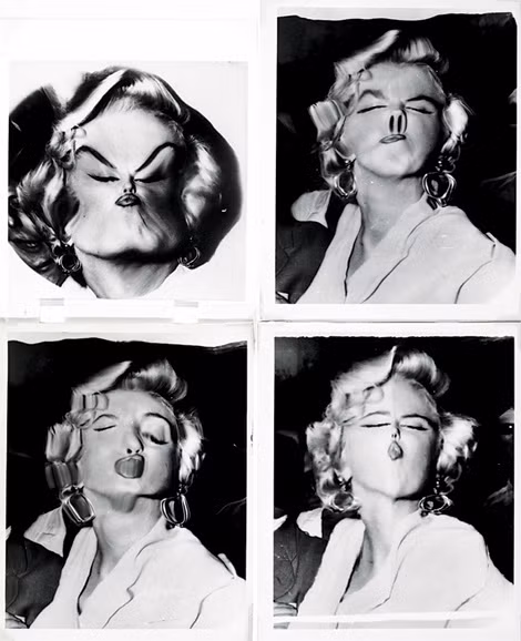 Bức ảnh Weegee chụp cô đào Marilyn Monroe bằng kỹ thuật đặc biệt khiến gương mặt người đẹp bị méo mó kỳ quặc.
