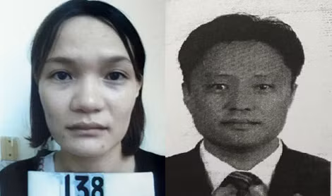 Cặp vợ chồng lừa đảo Kim Young Hwan và Hoàng Thị Cúc.