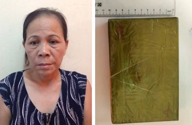 Trần Thị Nguyệt cùng tang vật vụ án.